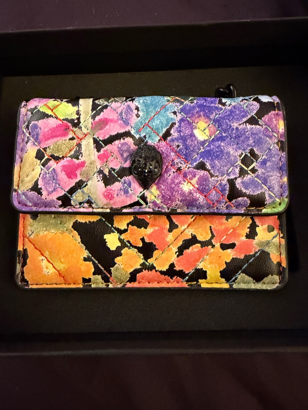 Kurt Geiger Micro Multicolor Quilted Chain Shoulder Wallet NWT - Picture 2 of 8